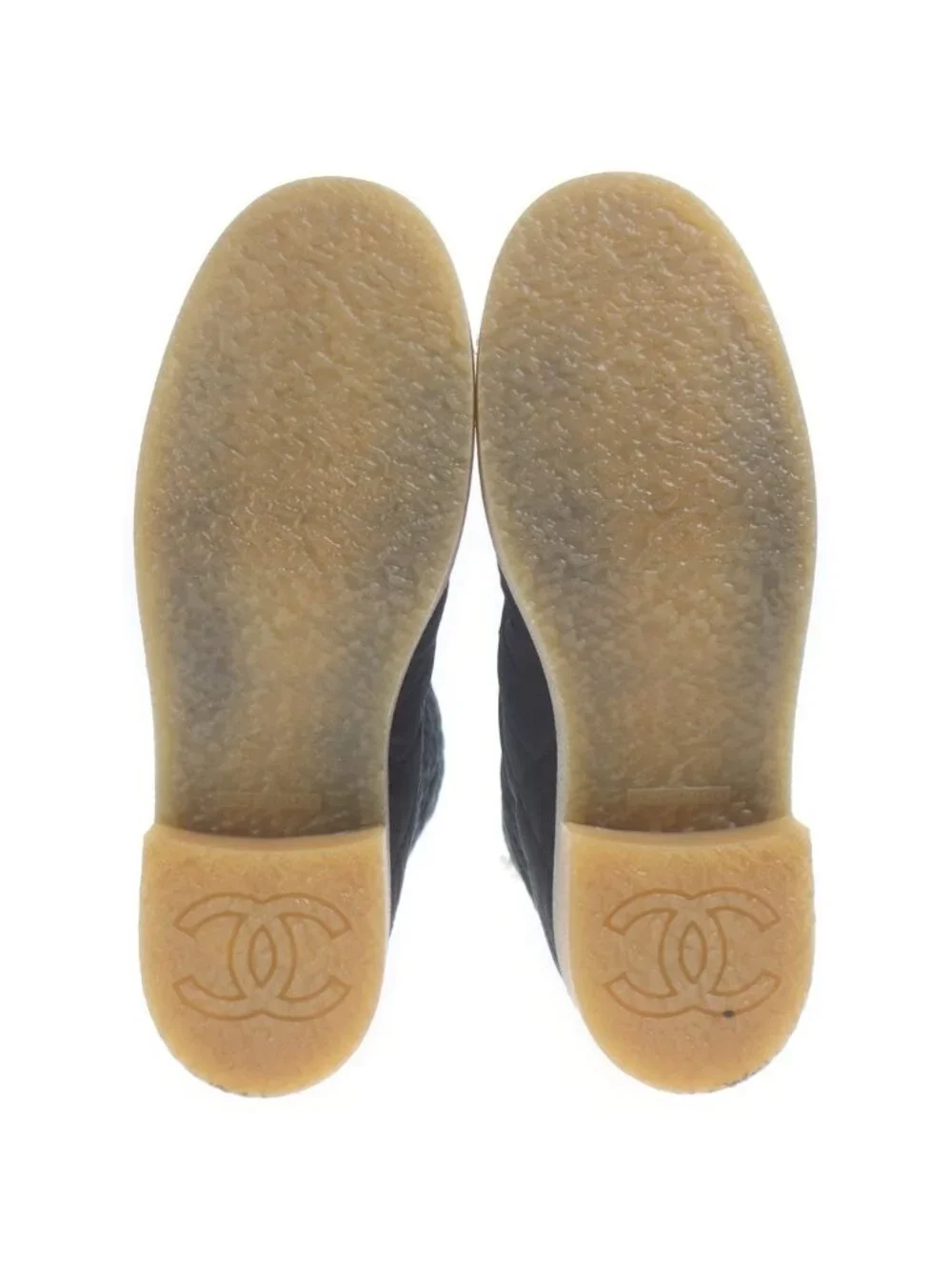 Chanel CC Logo Turnlock Quilted Nylon Patent Short Boots Shoes Black
